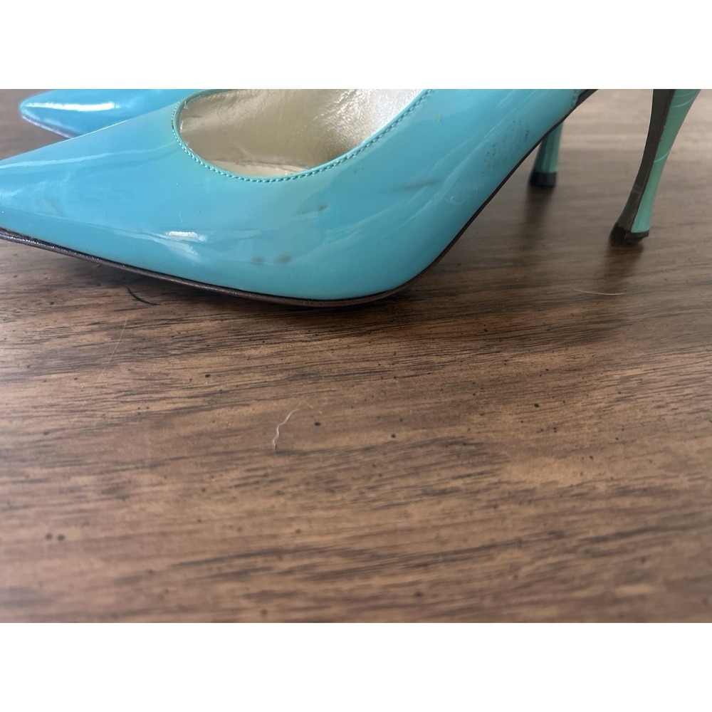 Dolce & Gabbana Patent Leather Slingback Pumps Turquoise EU 38.5 US 7.5/8 READ - Picture 7 of 16